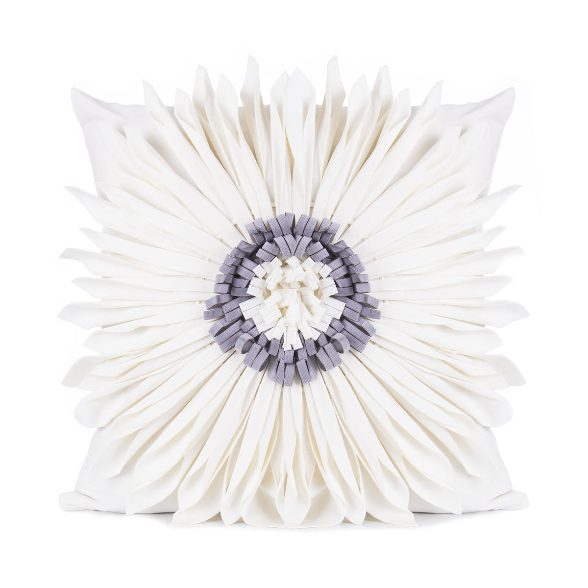 Fashion Modern Style White Throw Pillows Velvet Stitching 3D Chrysanthemum Cushion  Throw Pillows White-45x45cm The Khan Shop
