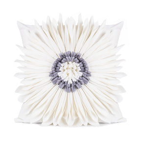 Fashion Modern Style White Throw Pillows Velvet Stitching 3D Chrysanthemum Cushion  Throw Pillows White-45x45cm The Khan Shop