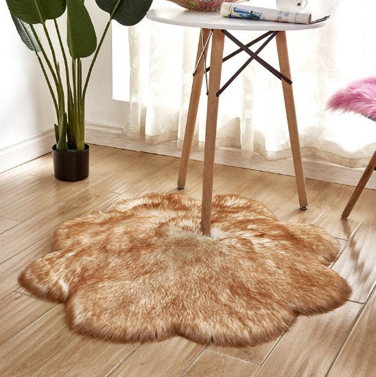 Artificial Woolen Carpet Rug Floral Shape Sheepskin Hairy Carpet The Khan Shop
