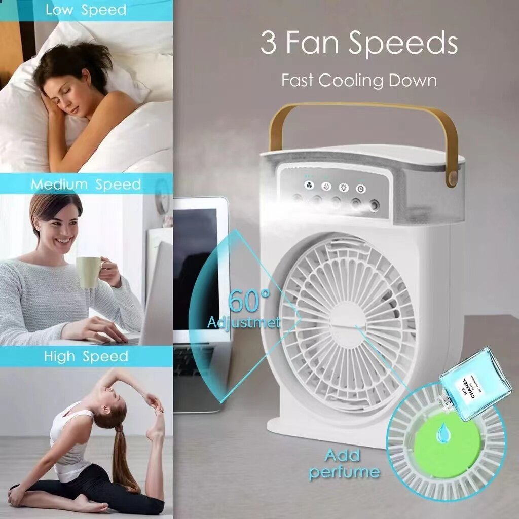 Portable USB Air Conditioner Cooling Fan With 5 Sprays 7 Color Light The Khan Shop