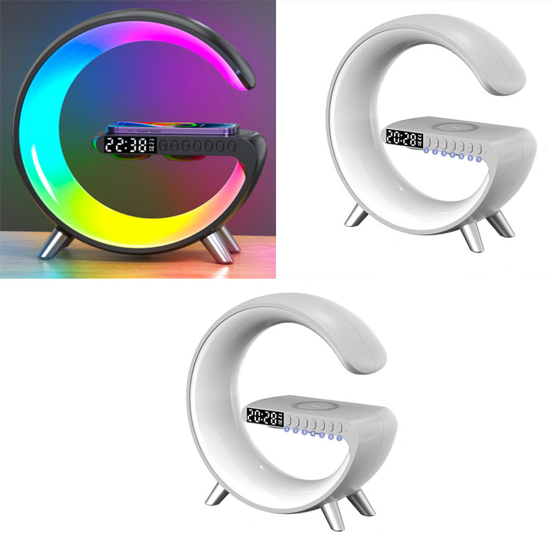 New Intelligent G Shaped LED Lamp Bluetooth Speake Wireless Charger  table lamp Black1pcs-and-White2pcs-US The Khan Shop