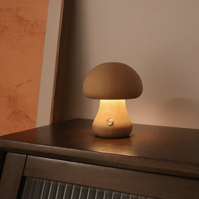 INS Wooden Cute Mushroom LED Night Light With Touch Switch  Bedside Table Lamp The Khan Shop