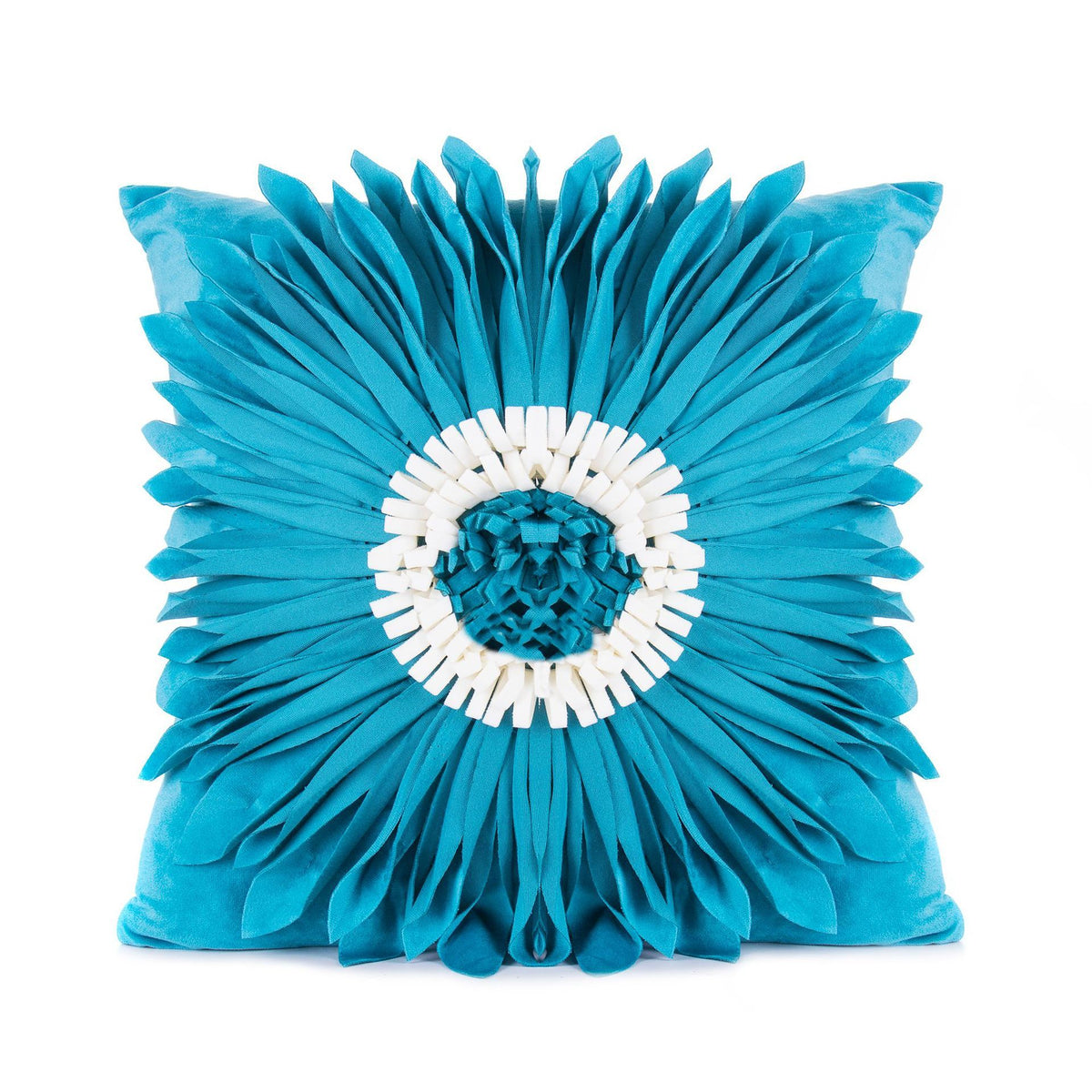 Fashion Modern Style White Throw Pillows Velvet Stitching 3D Chrysanthemum Cushion  Throw Pillows Blue-45x45cm The Khan Shop