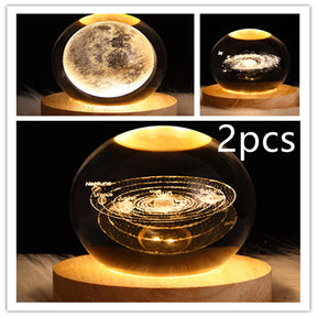 LED Night Light Galaxy Crystal Ball Table Lamp 3D Planet Moon Lamp The Khan Shop