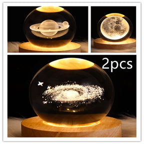 LED Night Light Galaxy Crystal Ball Table Lamp 3D Planet Moon Lamp The Khan Shop