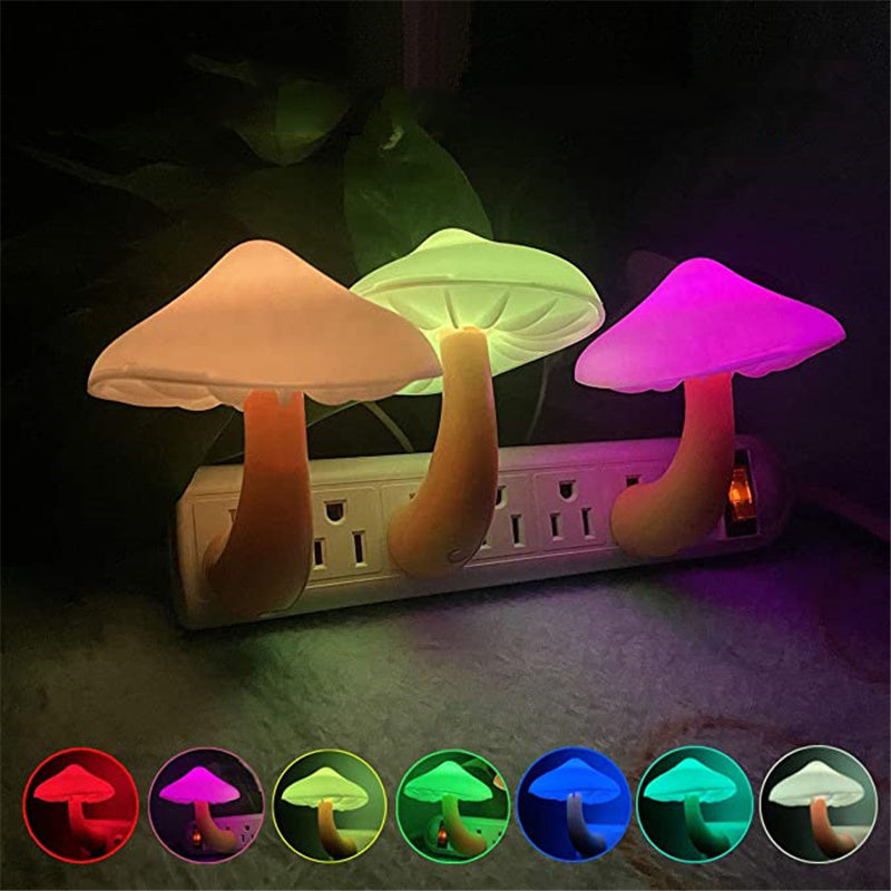 LED Night Light Mushroom Wall Socket Lamp  Wall Decoration Mushroom-US-Colorful The Khan Shop