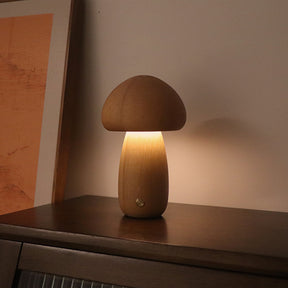 INS Wooden Cute Mushroom LED Night Light With Touch Switch  Bedside Table Lamp The Khan Shop