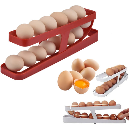 Automatic Scrolling Egg Rack Holder Storage Box Egg Basket  Cosmetics Organizer  The Khan Shop