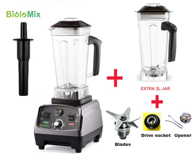 BioloMix 3HP 2200W Heavy Duty Commercial Grade Timer Blender Mixer  Juicer & Blender Extra-Jar-and-3Parts-CHINA-EU-Plug The Khan Shop