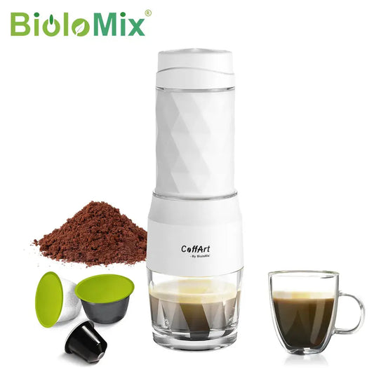 BioloMix Portable Coffee Maker Espresso Machine Hand Press Capsule Ground Coffee Brewer Portable -  Dryer KHAN SHOP LLC 