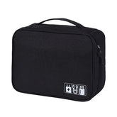 Cable Storage Bag Waterproof Digital Electronic Organizer  Portable Storage Black-1Layer-24.5x10x18cm The Khan Shop