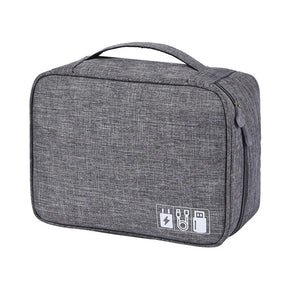 Cable Storage Bag Waterproof Digital Electronic Organizer  Portable Storage Gray-2Layer-28x9x21cm The Khan Shop