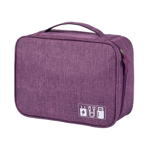 Cable Storage Bag Waterproof Digital Electronic Organizer  Portable Storage Purple-1Layer-24.5x10x18cm The Khan Shop