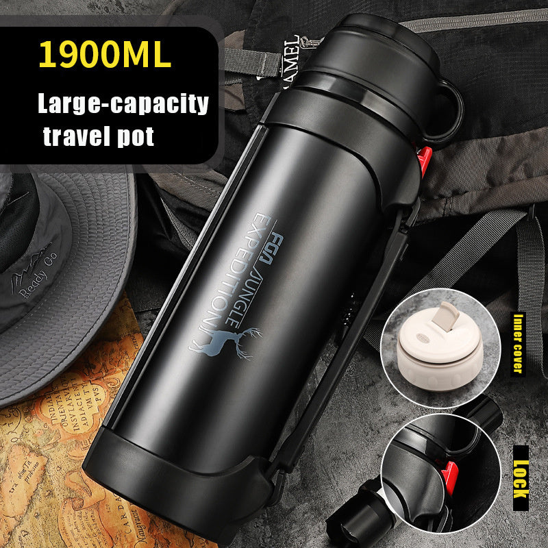 Car Portable Large Insulated Water Bottle KHAN SHOP LLC bottle Black-1900ml