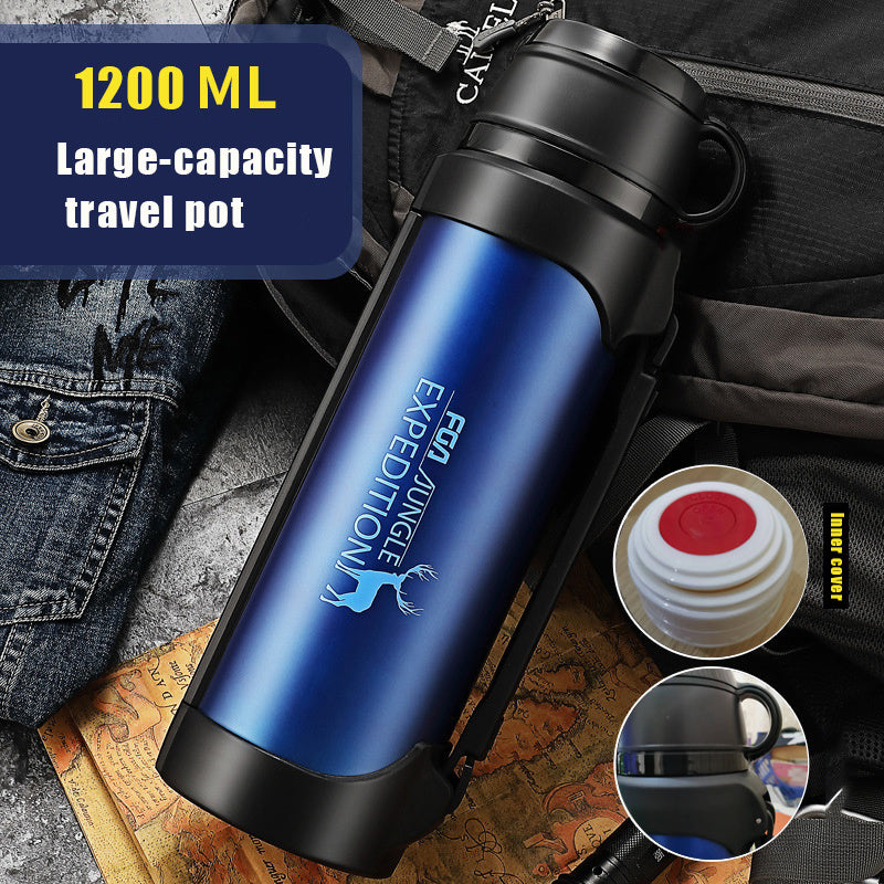 Car Portable Large Insulated Water Bottle KHAN SHOP LLC bottle Blue-1200ml