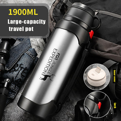 Car Portable Large Insulated Water Bottle KHAN SHOP LLC bottle Natural-color-1900ml