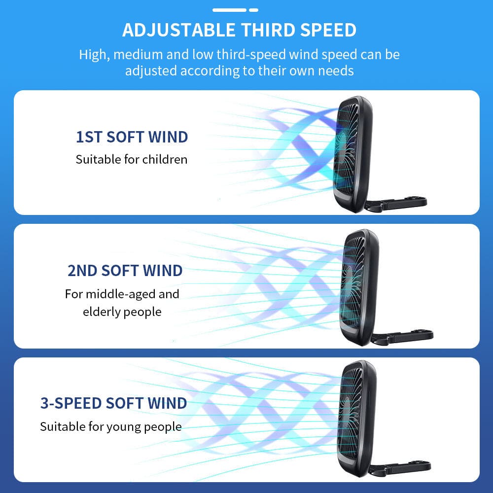 Car Rear Seat Fan Foldable Silent Rechargeable Air Conditioner KHAN SHOP LLC Air Conditioner