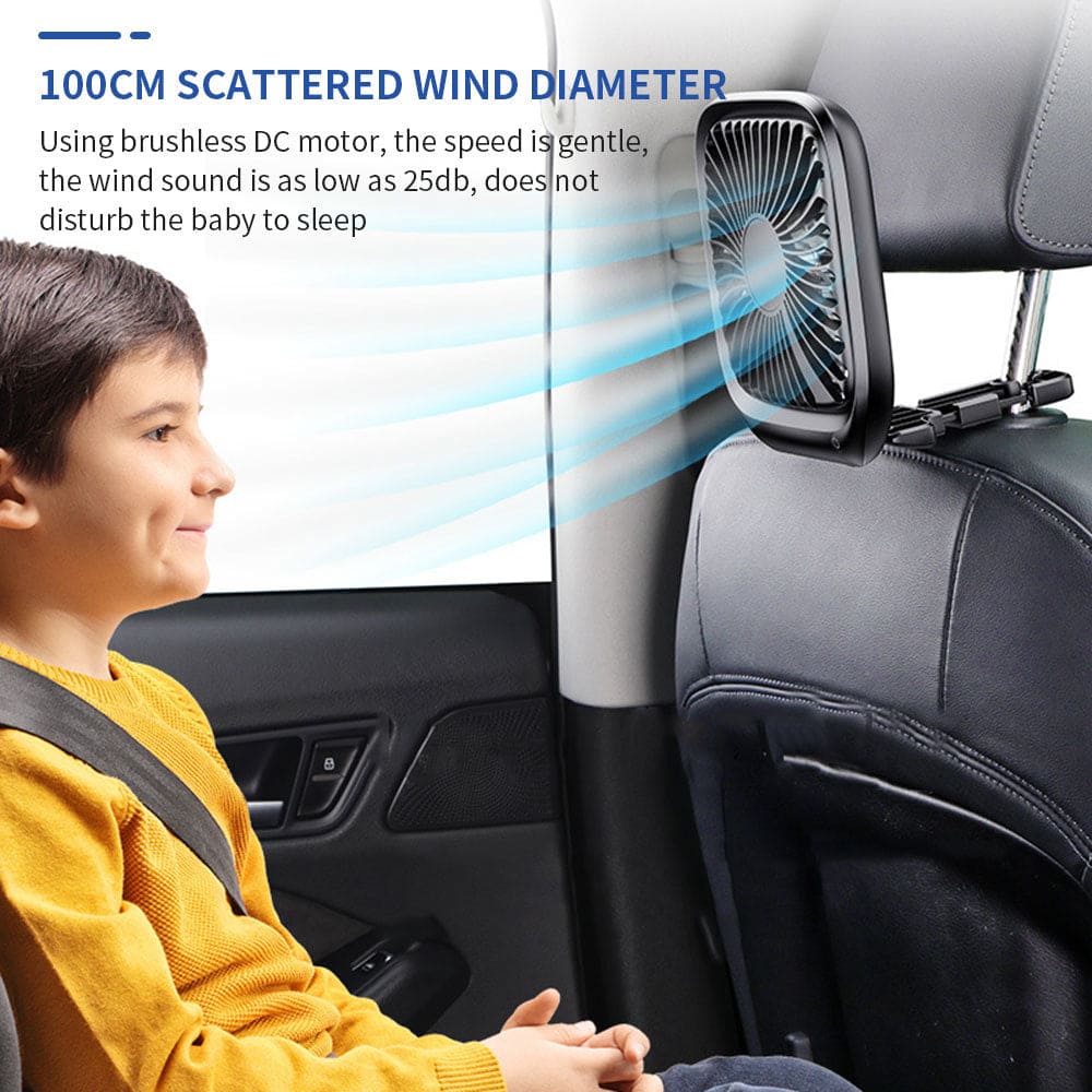 Car Rear Seat Fan Foldable Silent Rechargeable Air Conditioner KHAN SHOP LLC Air Conditioner