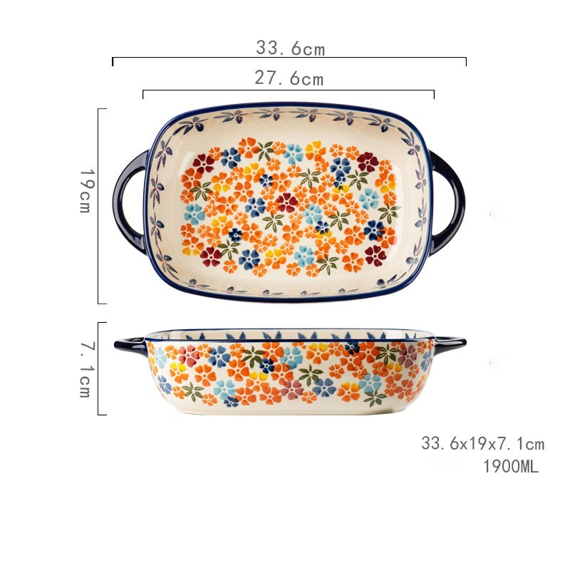 Ceramic Bowl With Special Handle For Oven And Microwave Oven KHAN SHOP LLC oven Rectangle-bowl-L