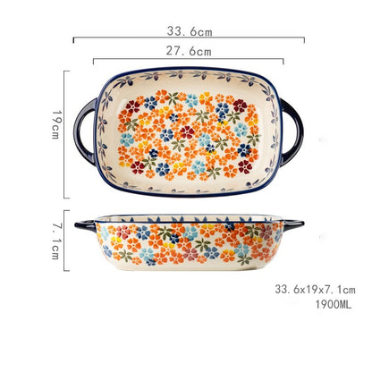 Ceramic Bowl With Special Handle For Oven And Microwave Oven KHAN SHOP LLC oven Rectangle-bowl-L