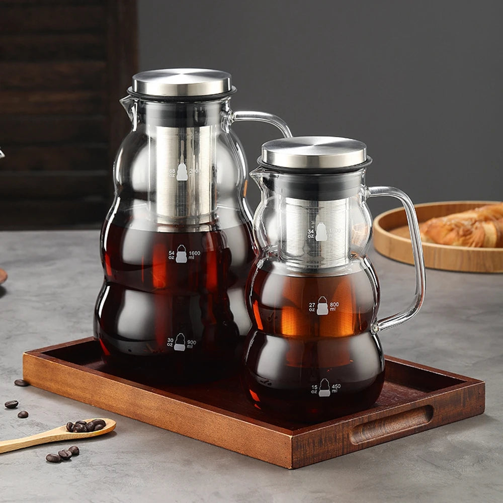 Cold Brew Iced Coffee Maker Airtight  Tea Infuser 1L/ 1.4L/ 2L Glass Carafe KHAN SHOP LLC brew station