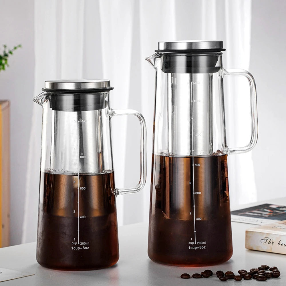 Cold Brew Iced Coffee Maker Airtight  Tea Infuser 1L/ 1.4L/ 2L Glass Carafe KHAN SHOP LLC brew station