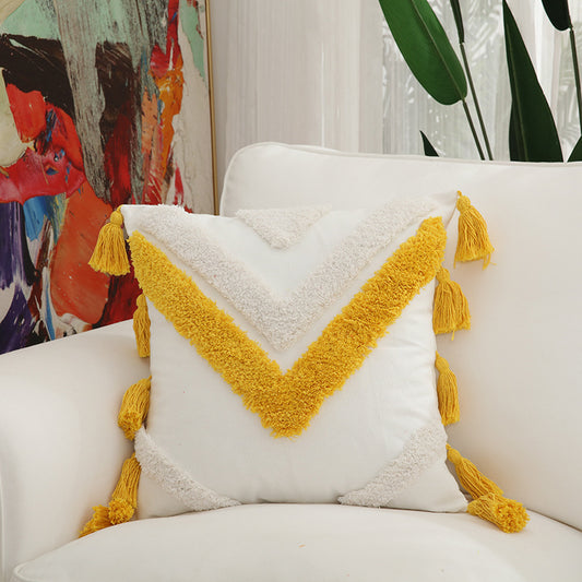 Cotton Pillow Embroidery Home Pillow The Khan Shop Home Decor Yellow-1-style-45X45cm