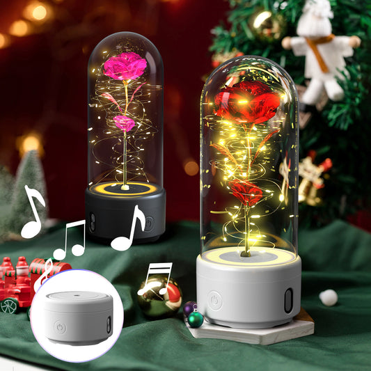 Creative 2 In 1 Rose Flowers LED Light And Bluetooth Speaker Valentine's Day The Khan Shop Table Lamps