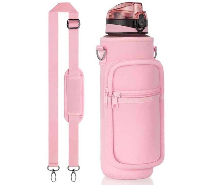 Cross Body Strap Water Bottle Cover KHAN SHOP LLC bottle Pink