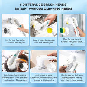Electric Spin Cleaning Brush with 5 PCS Heads Cordless  Dishwasher  The Khan Shop