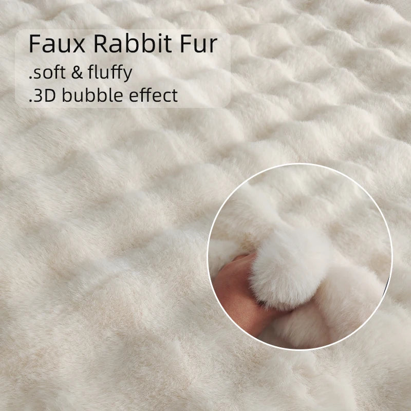 Faux Rabbit Carpet For Bedroom Hairy Fluffy Mat Washable Area Rug KHAN SHOP LLC washable rugs