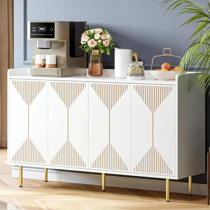 Filing Cabinets for Living Room Cabinet/ Closet Entryway 55'' Modern Sideboard Buffet Kitchen Cabinet -  kitchen cabinets KHAN SHOP LLC White-Modern-Gold-United-States 436.11