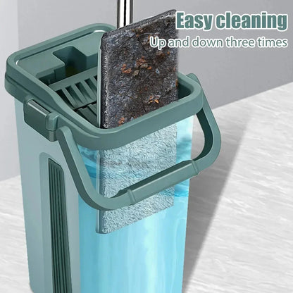 Flat Squeeze Mop with Bucket Hand Free Wringing Floor Cleaning Mop KHAN SHOP LLC house power washer