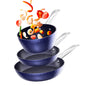 Frying Pan Sets Non Stick 3Pieces Blue 3D Diamond Cookware KHAN SHOP LLC made in cookware default