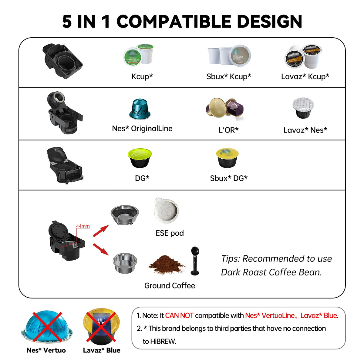 HiBREW Multiple Capsule Coffee Machine Hot/Cold DG Cappuccino Nes Small Capsule  Dryer  The Khan Shop