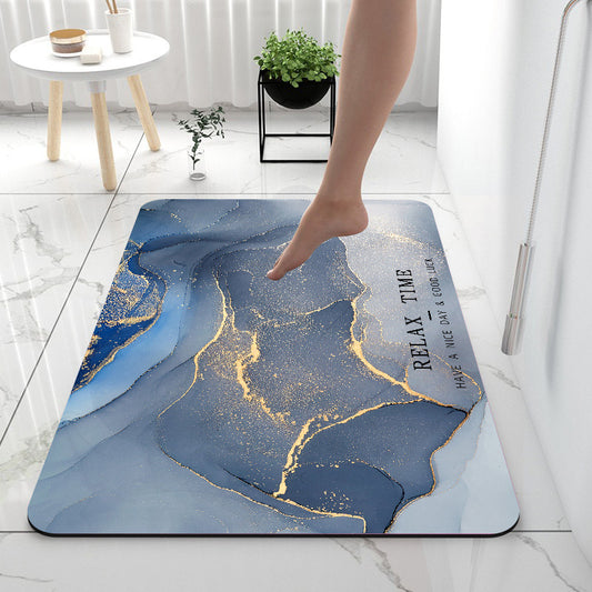 Home Gadget Anti-Slip Mat Super Absorbent Bathroom The Khan Shop Bathroom Accessories Marble-Sapphire-Blue-60x90cm