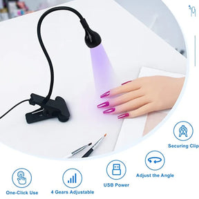 LED UV Light for Drying Gel Nail Polish Clip-On Flexible Desk  Dryer  The Khan Shop
