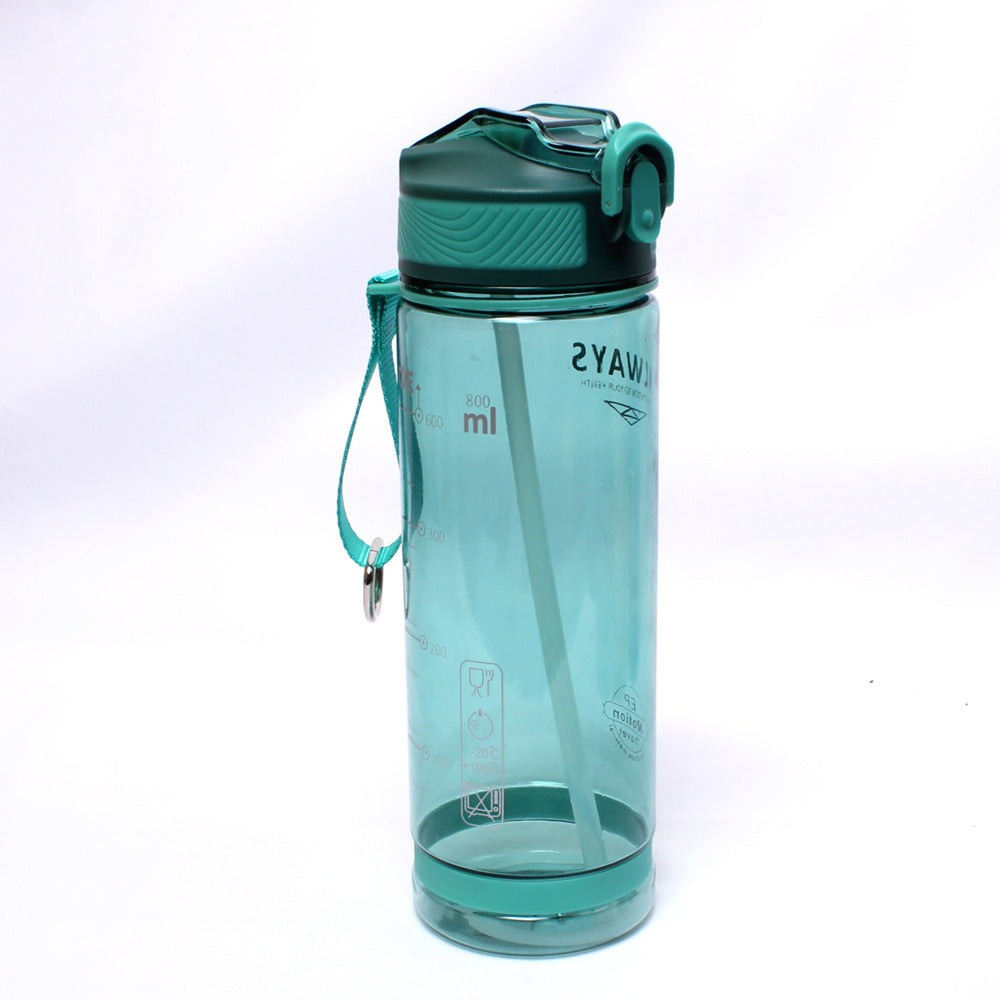 Large Capacity Sports Water Bottle Straw Cup Plastic Portable KHAN SHOP LLC bottle Green-800ml