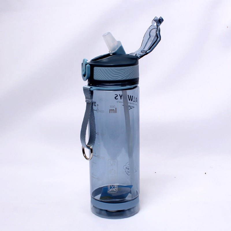 Large Capacity Sports Water Bottle Straw Cup Plastic Portable KHAN SHOP LLC bottle Blue-800ml