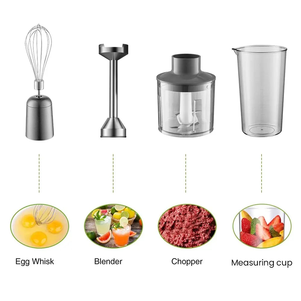 MIUI Hand Immersion Blender 1000W Powerful 4-in-1,Stainless Steel  Juicer & Blender  The Khan Shop
