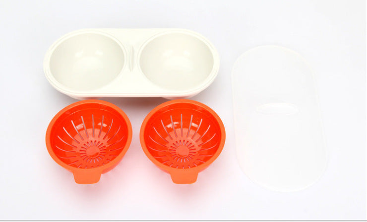 Microwave Egg Poacher Food Grade Cookware Double Cup Egg Boiler KHAN SHOP LLC made in cookware