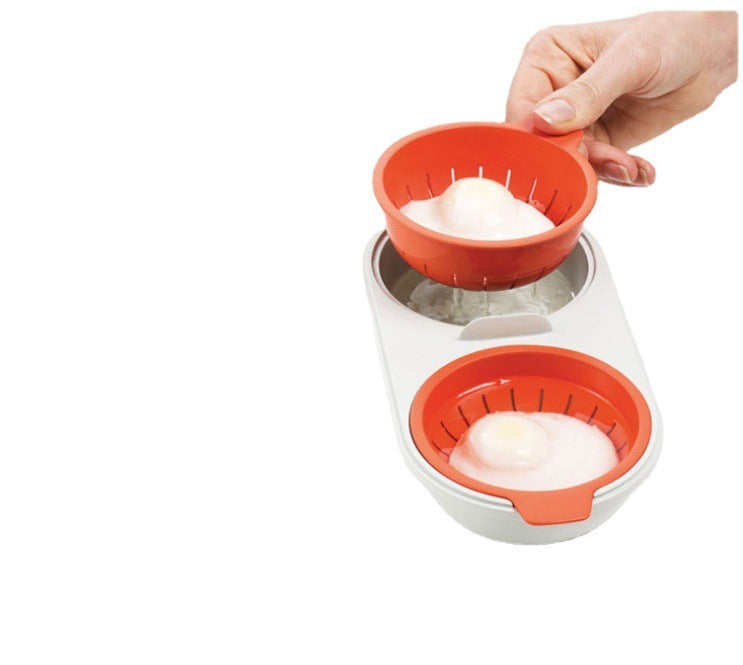 Microwave Egg Poacher Food Grade Cookware Double Cup Egg Boiler KHAN SHOP LLC made in cookware Orange