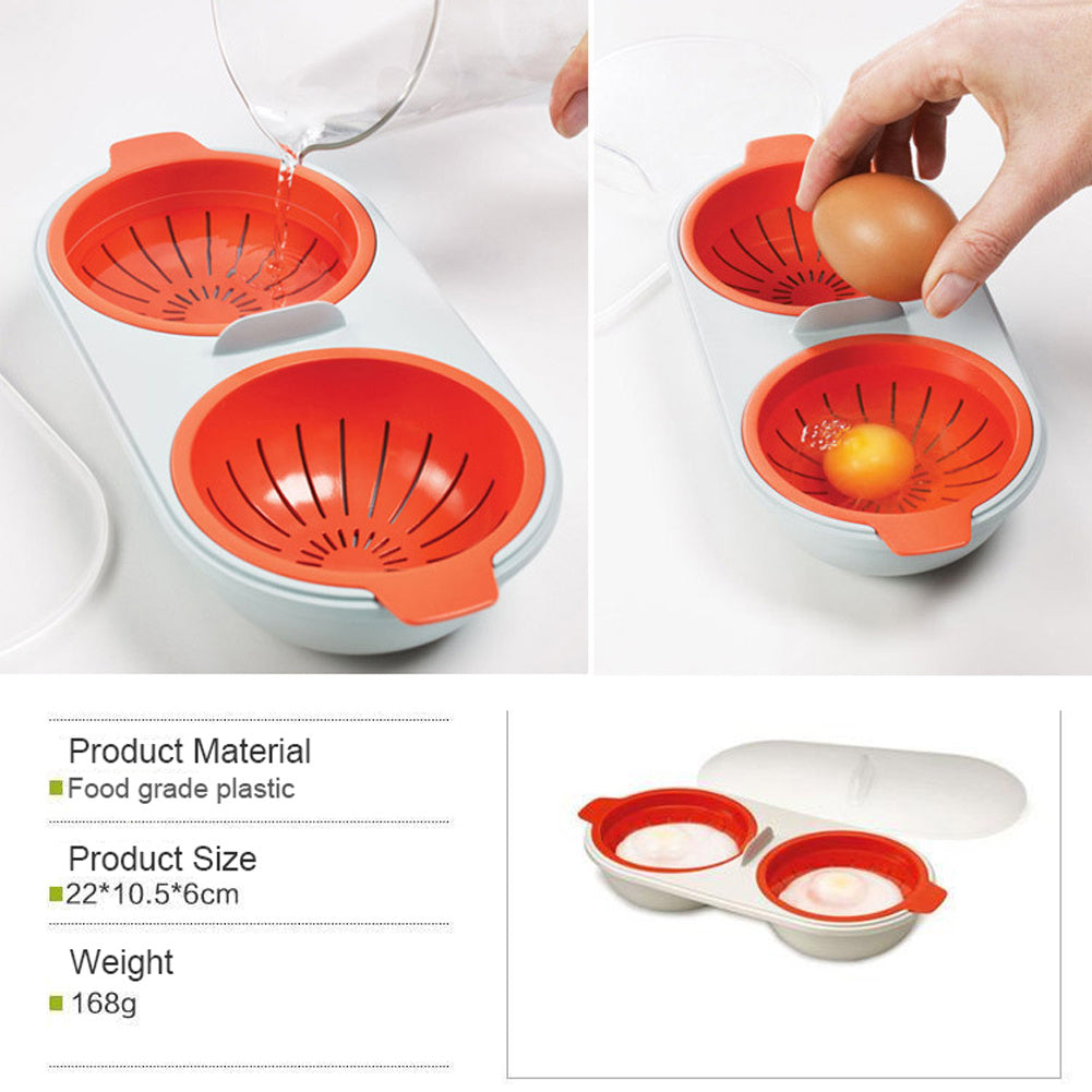 Microwave Egg Poacher Food Grade Cookware Double Cup Egg Boiler KHAN SHOP LLC made in cookware