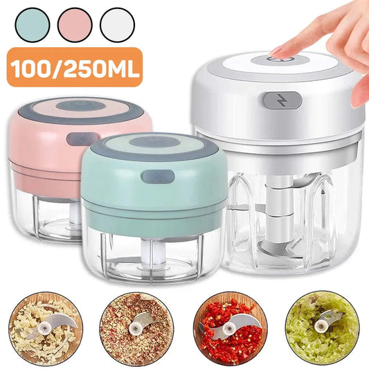 Mini Electric Garlic Chopper 100ML/250ML USB Garlic Grinder Mini Vegetable Chili Masher -  Juicer & Blender KHAN SHOP LLC 