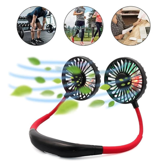 Mini Portable Hanging Neckband Fan USB Rechargeable  Portable Air Conditioner default The Khan Shop