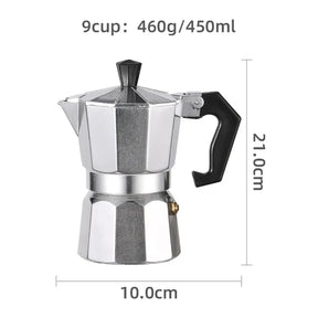 Moka Pot Stovetop Espresso Maker 50/100/150/300/450/600ML Stainless Steel  Dryer 450ML-9CUP The Khan Shop