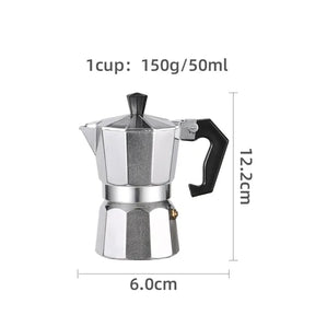 Moka Pot Stovetop Espresso Maker 50/100/150/300/450/600ML Stainless Steel  Dryer 50ML-1CUP The Khan Shop
