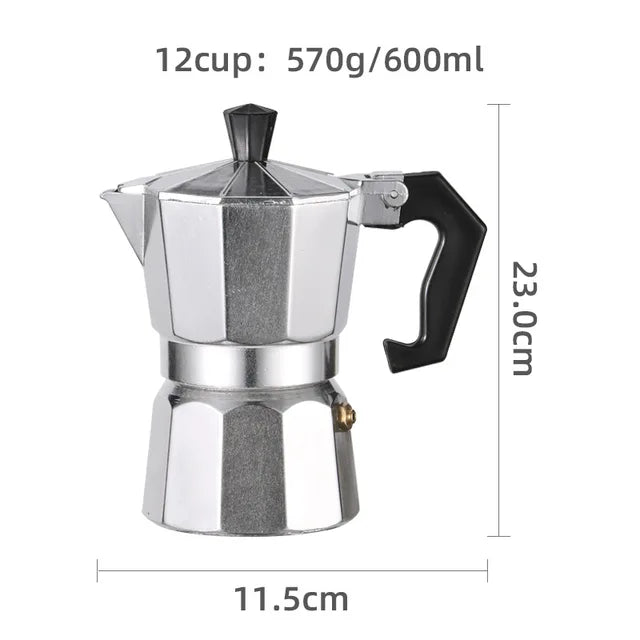 Moka Pot Stovetop Espresso Maker 50/100/150/300/450/600ML Stainless Steel  Dryer 600ML-12CUP The Khan Shop