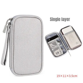 NEW Travel Organizer Bag Cable Storage Organizers Pouch Carry Case  Portable Storage Grey-Single-layer The Khan Shop