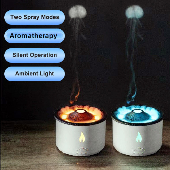 New Creative Ultrasonic Essential Oil Humidifier Volcano Aromatherapy Machine Spray Jellyfish Air Flame Humidifier Diffuser KHAN SHOP LLC Decoration